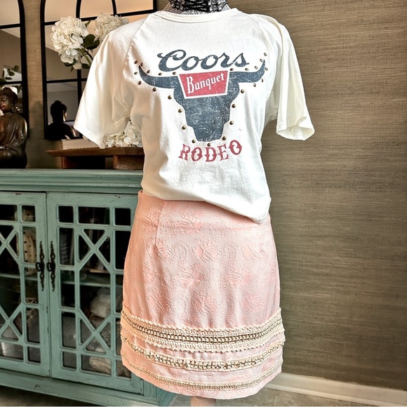 Potters Pink Lace Crochet Mini Skirt - Y2K Inspired, M - Picture 4 of 16